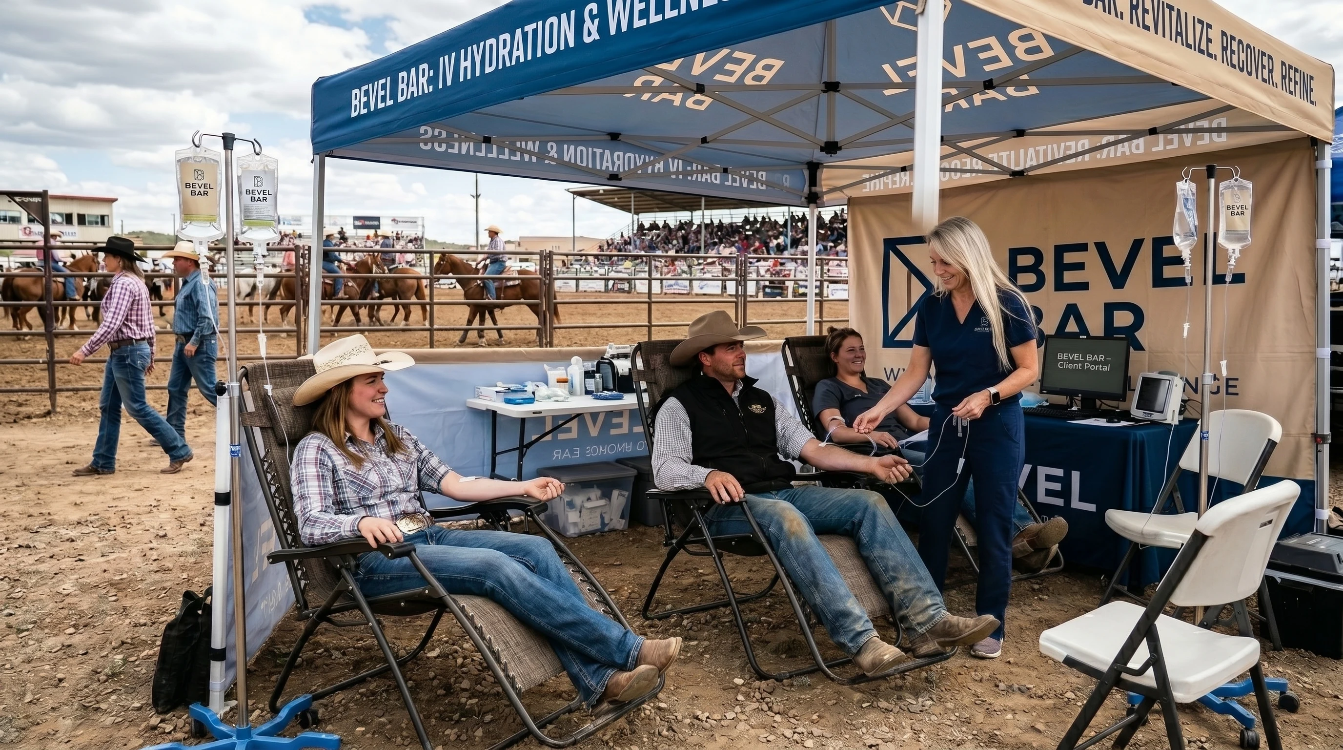 Bevel Bar at the rodeo — group IV therapy event with licensed nurses